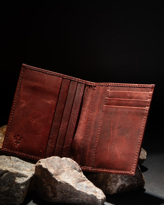 Standing Bi-Fold Dust Cherry Full Grain Leather Wallet