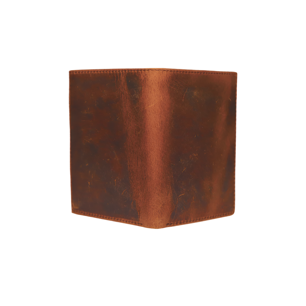 Standing Bi-Fold Oil Brown Full Grain Leather Wallet