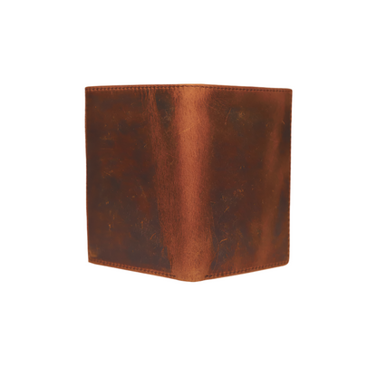 Standing Bi-Fold Oil Brown Full Grain Leather Wallet