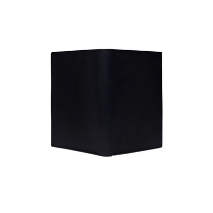 Standing Bi-Fold Saffiano Black Full Grain Leather Wallet