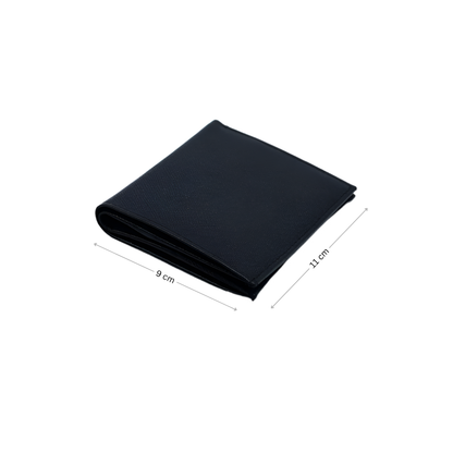 Standing Bi-Fold Saffiano Black Full Grain Leather Wallet