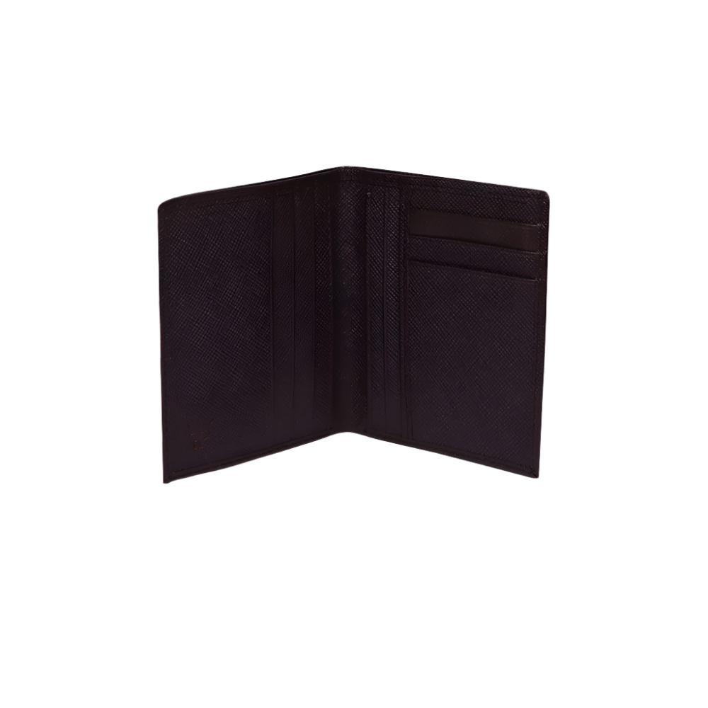 Standing Bi-Fold Saffiano Sable Full Grain Leather Wallet