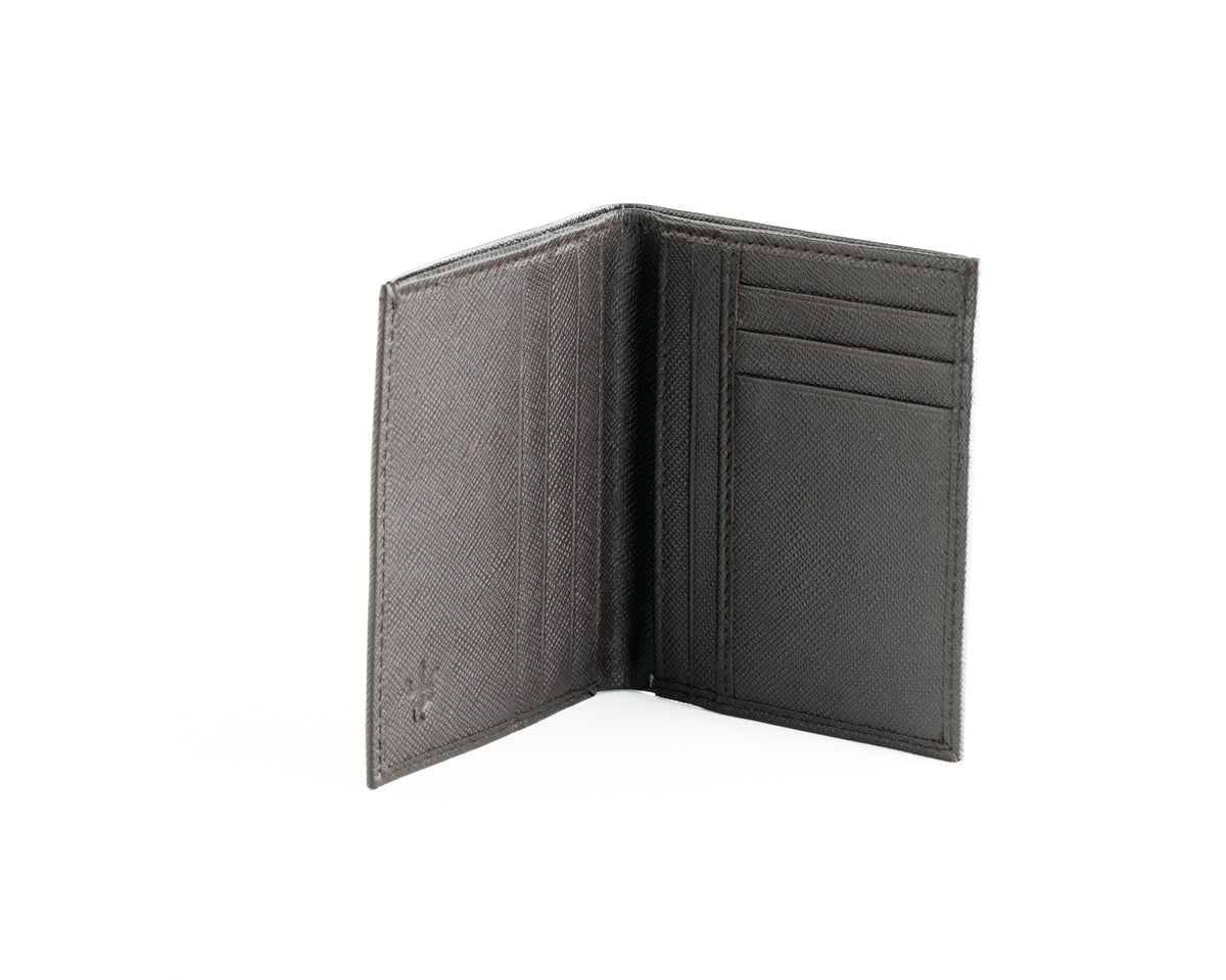 Standing Bi-Fold Saffiano Sable Full Grain Leather Wallet