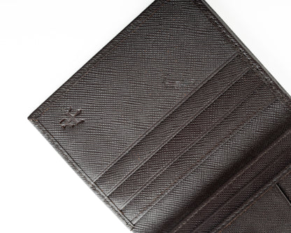 Standing Bi-Fold Saffiano Sable Full Grain Leather Wallet