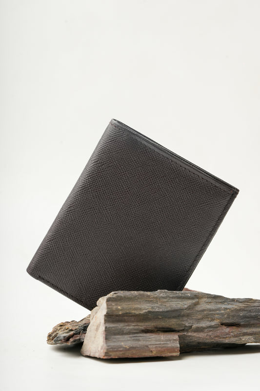 Standing Bi-Fold Saffiano Sable Full Grain Leather Wallet