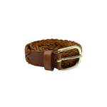Unisex Braided Saddle Brown Belt Full Grain Leather
