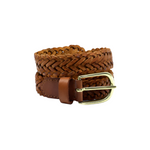 Unisex Braided Saddle Brown Belt Full Grain Leather