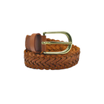 Unisex Braided Saddle Brown Belt Full Grain Leather