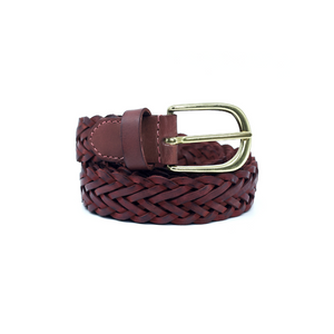 Unisex Braided Cherry Belt Full Grain Leather