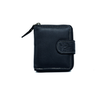 Unisex Soft Black Zipper Wallet Full Grain Leather