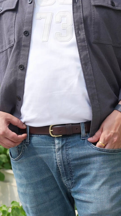 Contour Moro Brown Unisex Belt 30mm - Italian Full Grain Leather